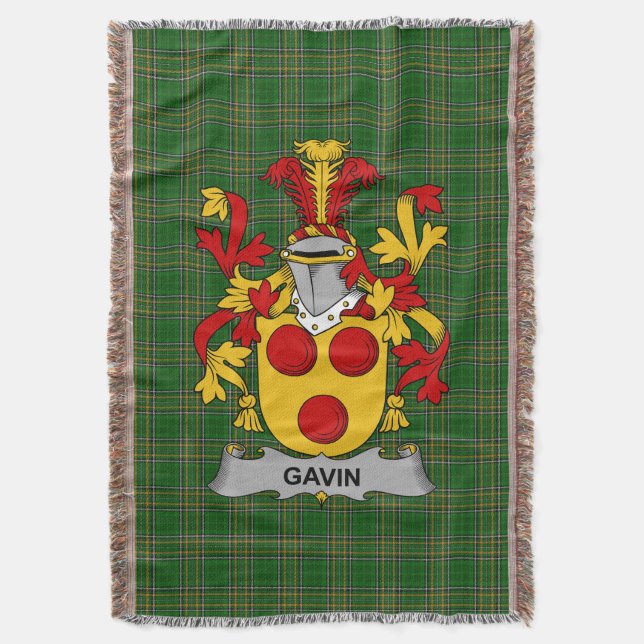Manta Gavin irlandés o O_Gavan Escudo familiar de armas (Frente vertical)