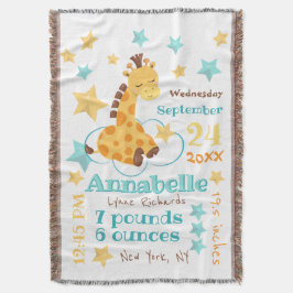 Manta Género Neutral Cute Giraffe Stars Baby Stats