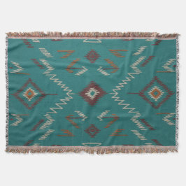 Manta Geométrico Navajo del Suroeste Verde Azul