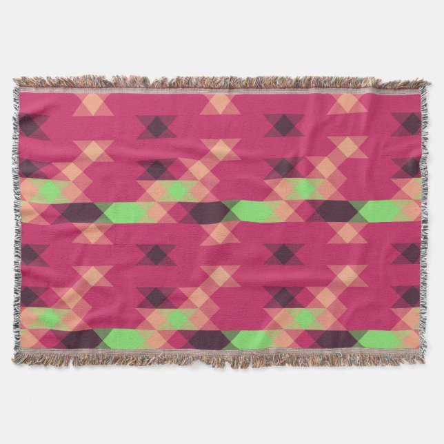 Manta geométrico rosa y verde (Anverso)