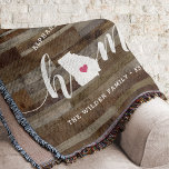 Manta Georgia Home State Personalizado Wood Look<br><div class="desc">Muestra algo de orgullo en el estado de casa con esta linda y rústica manta de tiros de madera en imitación de "casa" con letras en letras de caligrafía blanca con un mapa de silueta del estado de Georgia parado en la letra "O". Un ilustracion de corazón rosa dentro del...</div>
