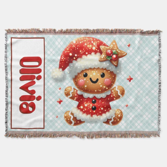 Manta Gingerbread Santa Throw Blanket (Anverso)