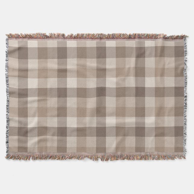 Manta Gingham a cuadros bronceado tierra neutral  (Anverso)
