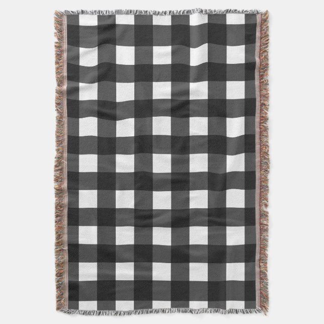 Manta Gingham simple en blanco y negro (Frente vertical)