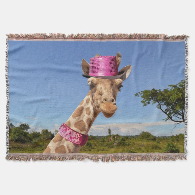 Manta Giraffe en gorra rosa brillante (Anverso)