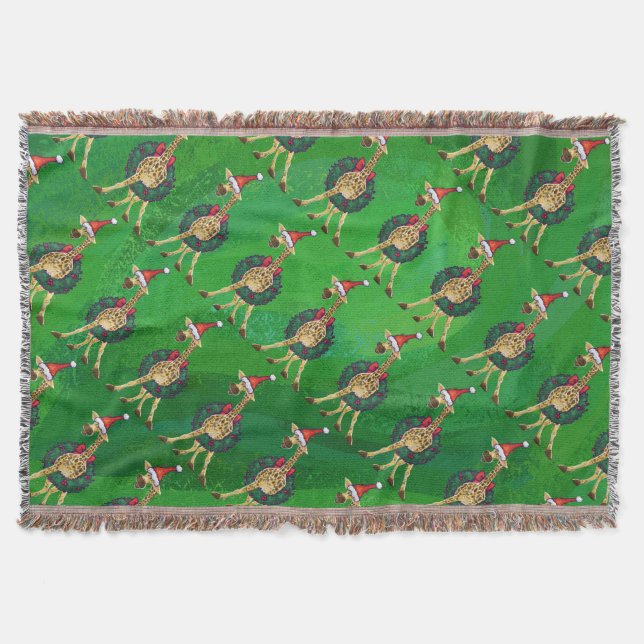 Manta Giraffe Navidades Throw Blanket (Anverso)