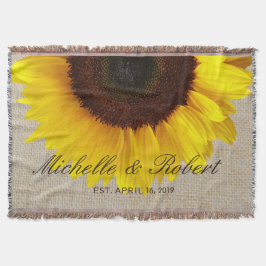 Manta Girasol en Burlap Rústico Personalizado de boda ru