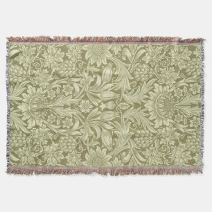 Manta Girasol William Morris Vintage Damasco Oliva