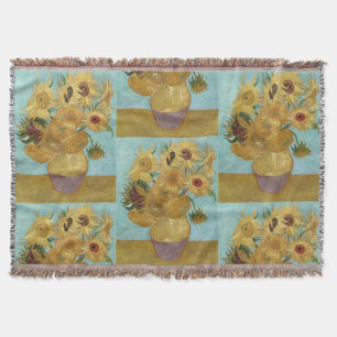 Manta Girasoles de Van Gogh - Impresionismo Azul y Amari