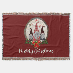 Manta Gnomos Navideños Rojos Elfos Modernos