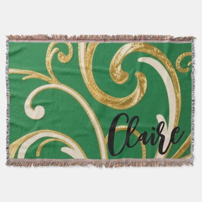 Manta Golden Elegance Moss Green pattern (Anverso)