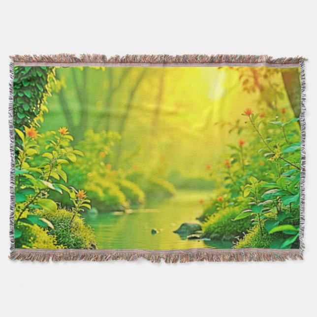 Manta Golden Forest Stream Peaceful Art (Anverso)