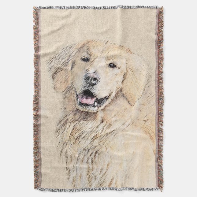 Manta Golden Retriever Painting - Cute Original Dog Art (Frente vertical)