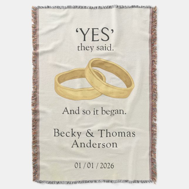 Manta Golden Rings, Wedding Date Keepsake (Frente vertical)