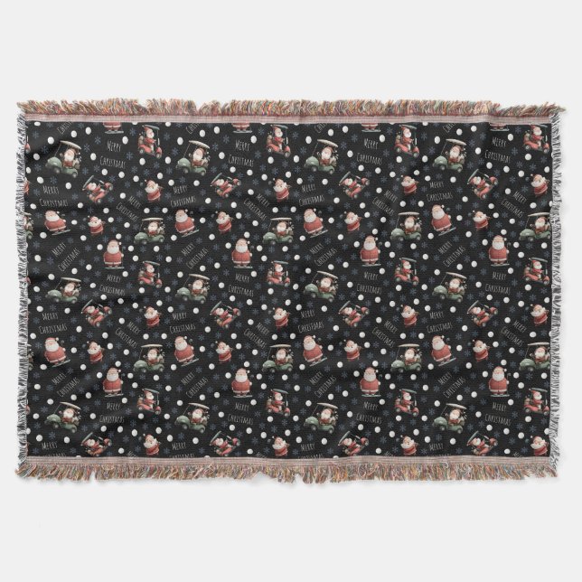 Manta Golfing Santa sobre Black (Anverso)