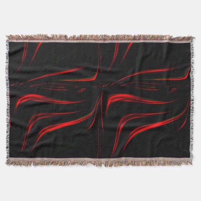 Manta Golpes rojos ondulados sobre fondo negro (Anverso)