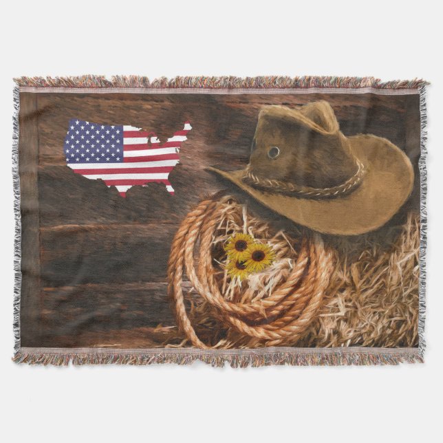 Manta Gorra de Cowboy con bandera estadounidense (Anverso)