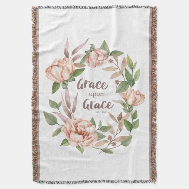 Manta Grace Upon Grace - John 1:16 - Floral (Frente vertical)