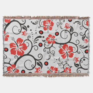 Manta Gracioso patrón de decoración tropical hibiscus