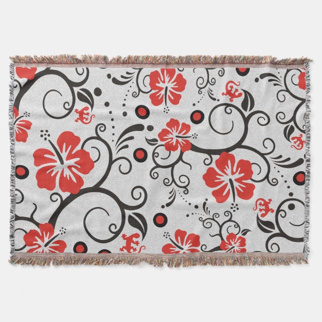 Manta Gracioso patrón de decoración tropical hibiscus (Anverso)