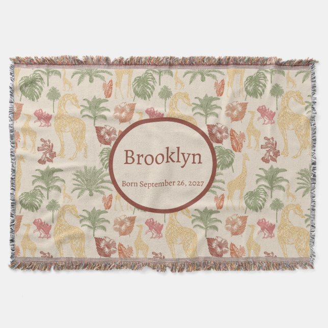 Manta Grafa de Safari y guardería de hojas tropicales (Anverso)