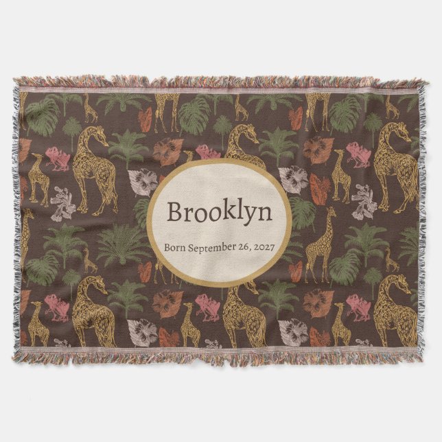 Manta Grafa de Safari y guardería de hojas tropicales (Anverso)