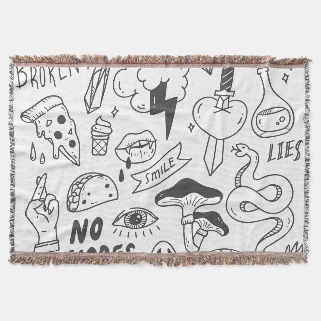 Manta Graffiti lindo: Conjunto de arte Doodle. (Anverso)