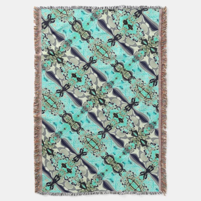 Manta Gran espejo de tonos aguamarina y gris (Frente vertical)