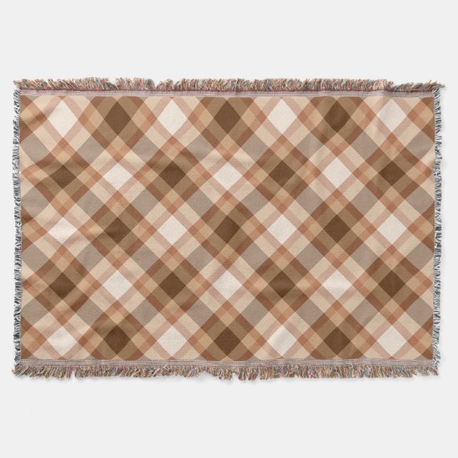 Manta Gran platija moderna, marrón, beige, cobre y tan (Anverso)