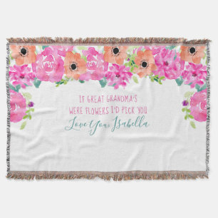 Manta Gran Poema de la Abuela: Floral rosa y Naranja