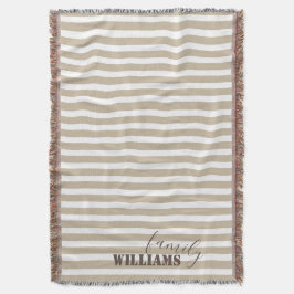 Manta Granja Tan Stripes Throw Blanket
