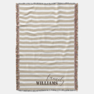 Manta Granja Tan Stripes Throw Blanket