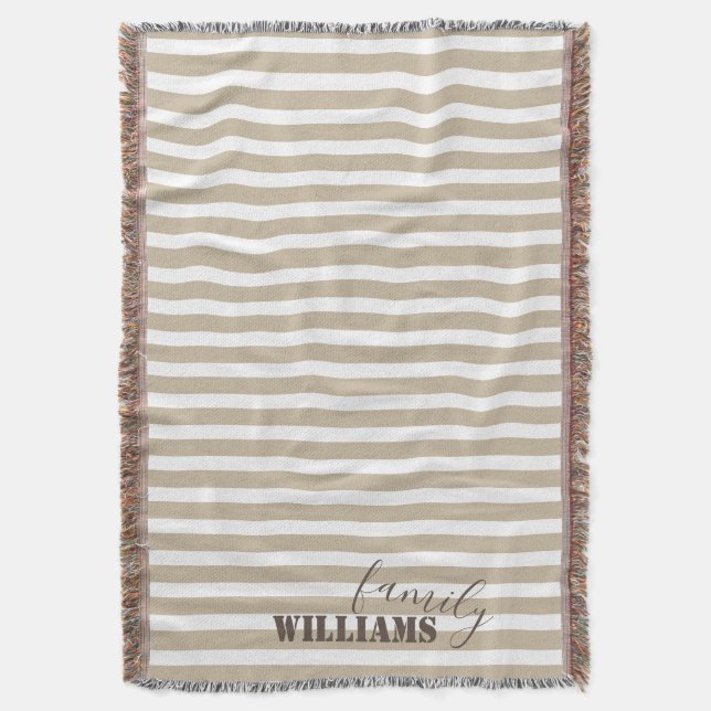 Manta Granja Tan Stripes Throw Blanket (Frente vertical)