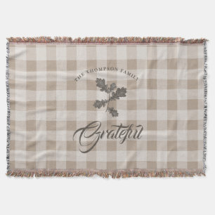 Manta Gratitud De Otoño Foliage Taupe Placa