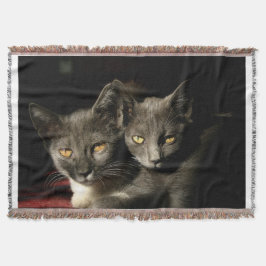Manta Gray Cats Photo Throw Blanket