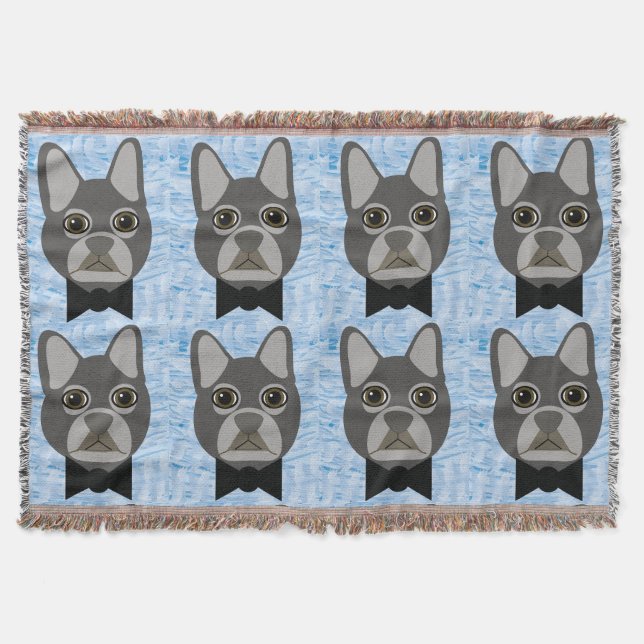 Manta Gray French Bulldog, watercolor blue (Anverso)