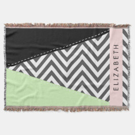 Manta Gray Zigzag, Gray Chevron, Mint, Su Nombre