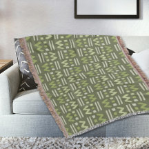 Green Memphis Pattern Throw Blanket