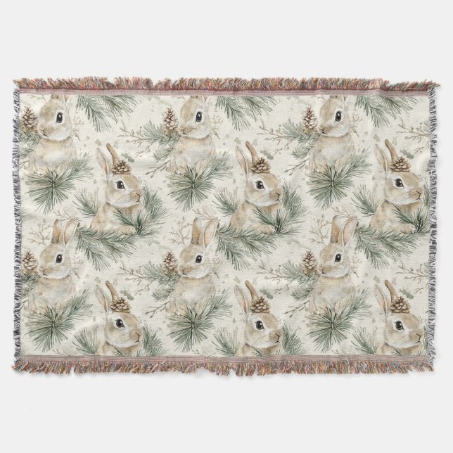 Manta Green Pine Cones Bunny Rabbits   (Anverso)