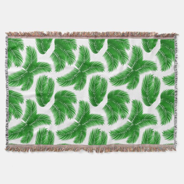 Manta Green Tropical Palm Fronds on White (Anverso)