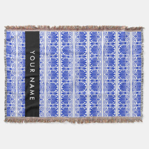 Manta Griego Fret Arabesque Blue, Tu Nombre, Personaliza