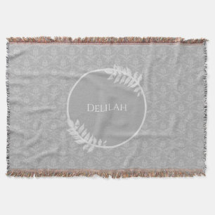 Manta Gris Elegant Damask Personalizado Throw Blanket