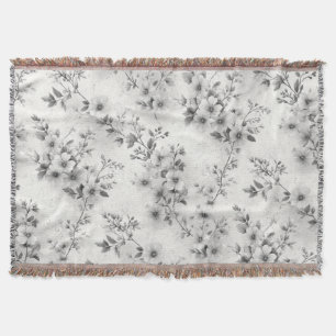 Manta gris vintage con estampado floral