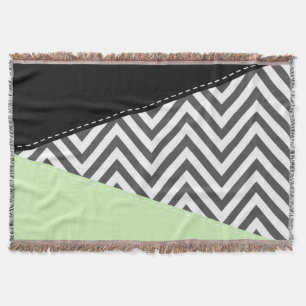 Manta Gris Zigzag, Gris Chevron, Zigzag Pattern, Mint