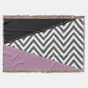 Manta Gris Zigzag, Gris Chevron, Zigzag Pattern, Púrpura