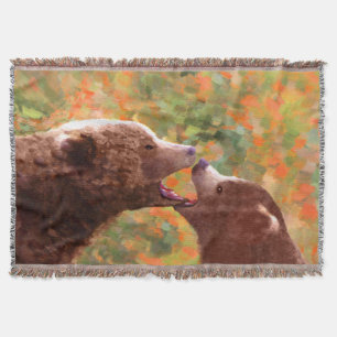 Manta Grizzly Bear Mom and Cub Painting - Wildlife Art