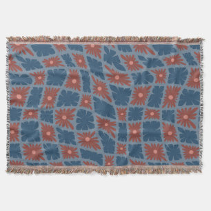 Manta Groovy Wavy Trippy 60 Flores Cheques Rojo Azul