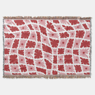Manta Groovy Wavy Trippy 60 Flores Cheques Rojo Rosa