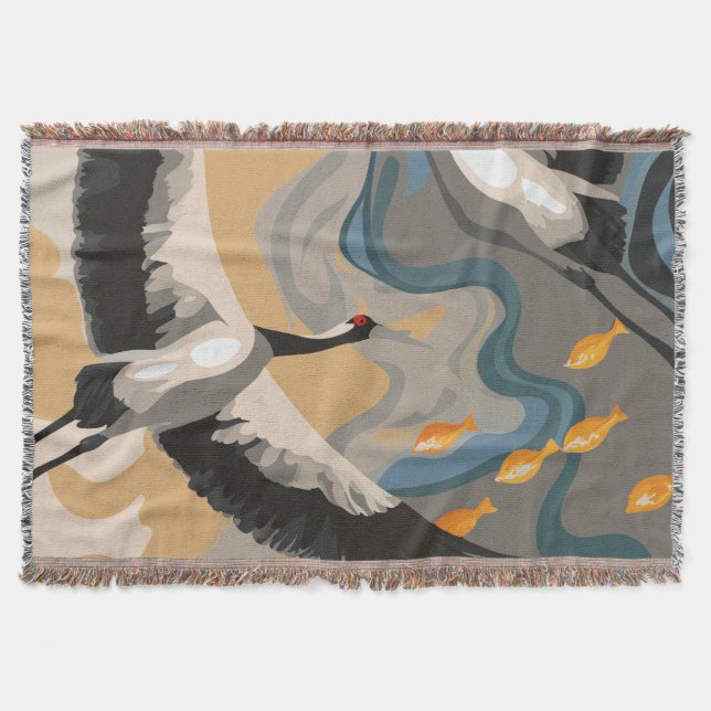 Manta Grullas en aumento sobre el río (Anverso)