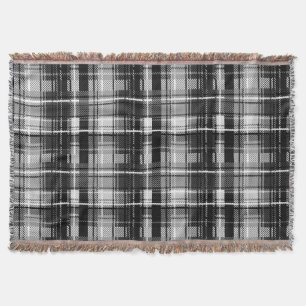 Manta Grunde Blanco Negro Flannel Tartán Diseño